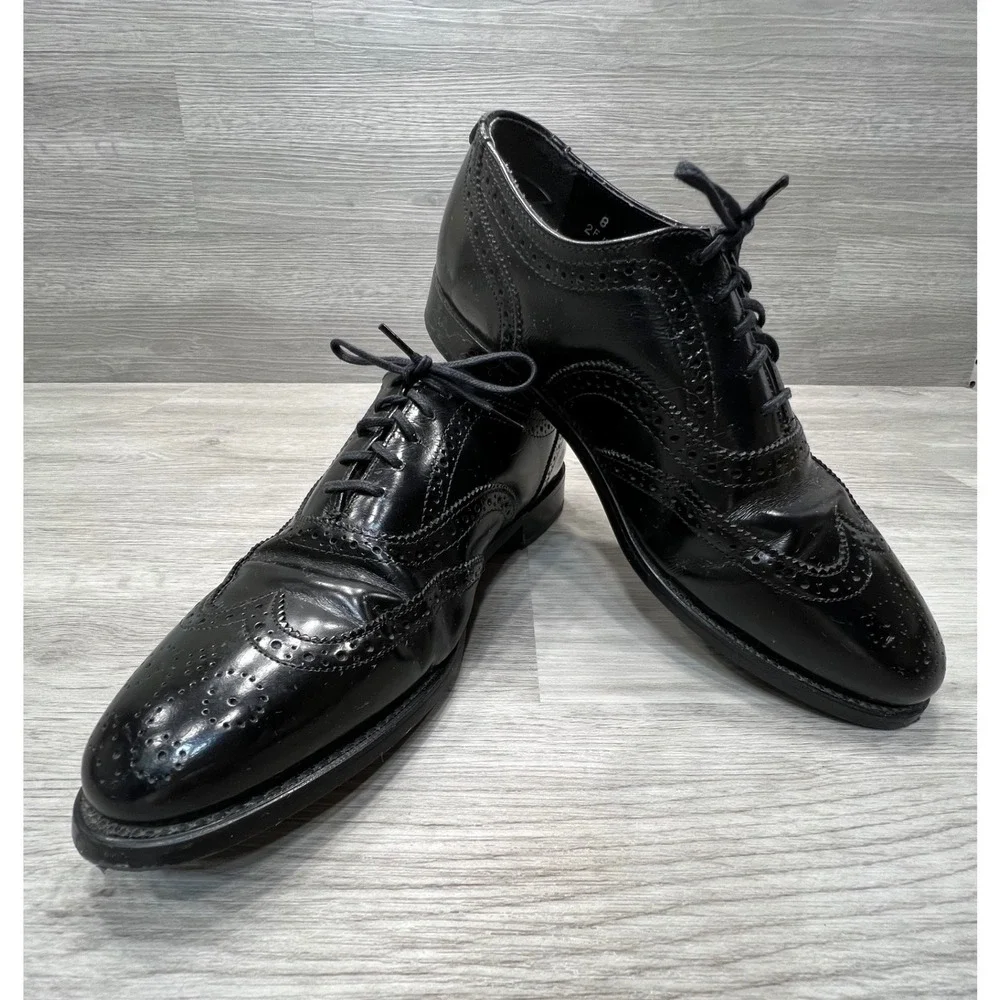 Nunn Bush Black Leather Wingtip‎ Brogue Oxford Dress Shoes Mens Size 8D